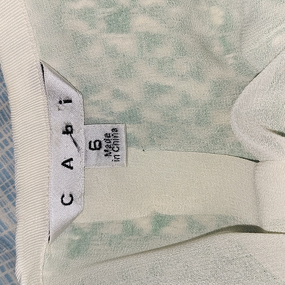 CAbi 726 Clover Tweed Blazer Sz 6 Green White Zipper Front 3/4 Sleeve Pockets - Picture 5 of 5